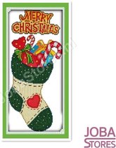 Borduur Pakket "JobaStores®" Kerst Sok 14CT voorbedrukt (19x38cm)