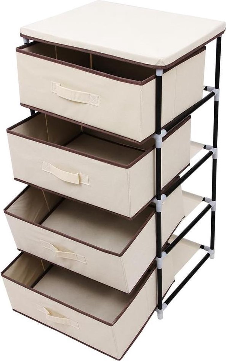 YITAHOME Ladekast met 8 laden voor slaapkamer, stoffen dressoir, opbergladen met handgrepen, metalen frame voor woonkamer, hal, rotte houtnerf