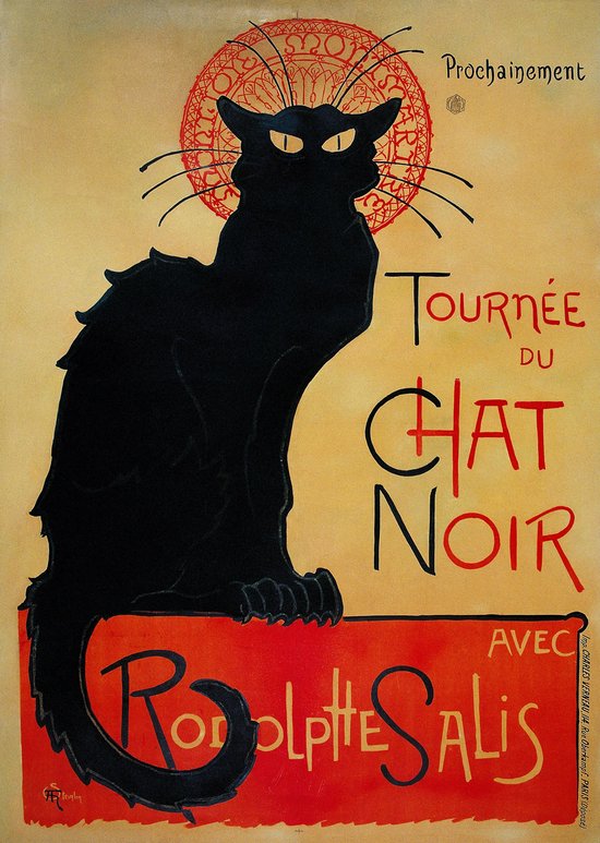 Vintage Poster Le Chat Noir - Affiche van Théophile - Alexandre Steinlen - A3 - 42x30 cm
