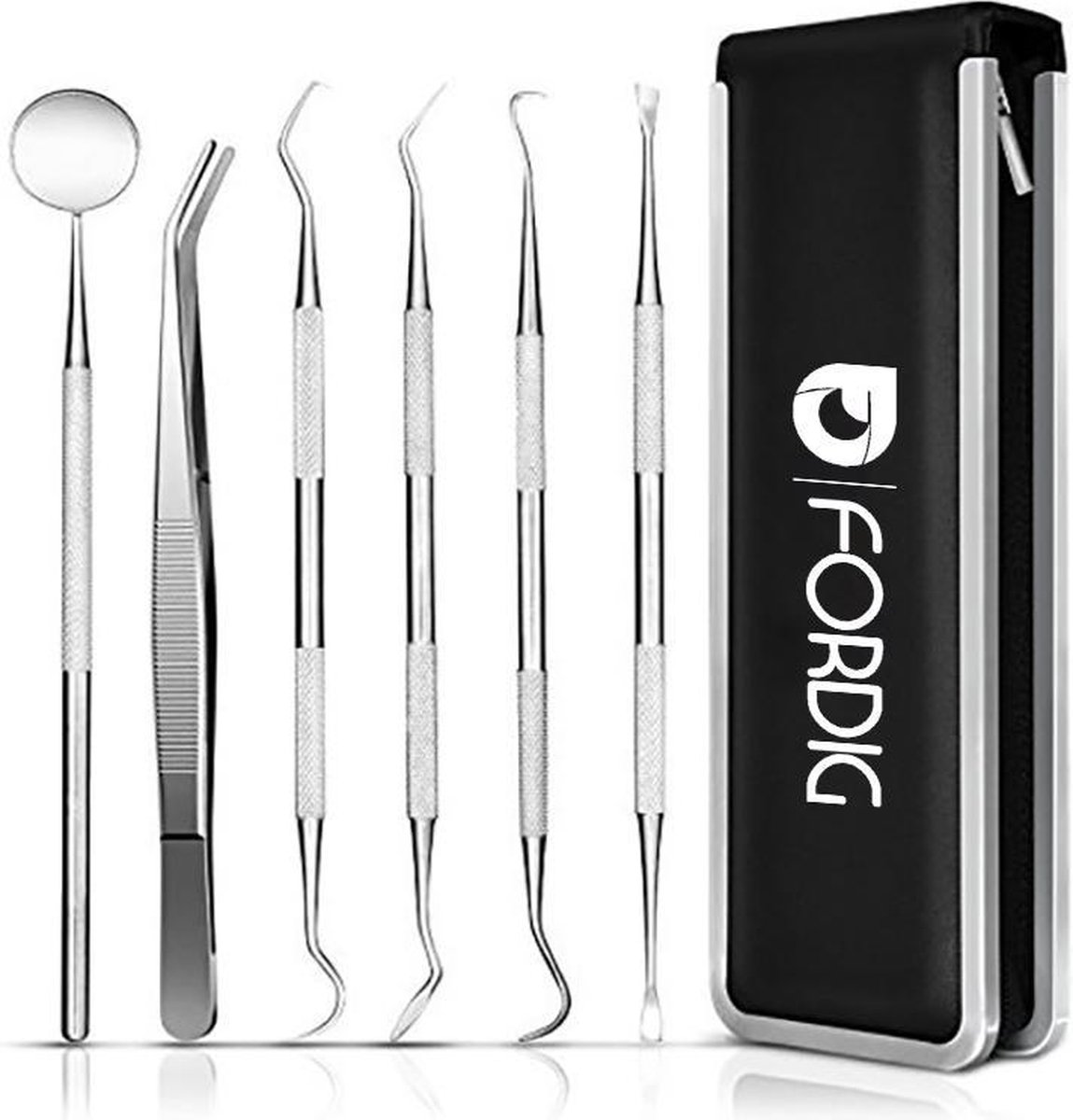 bol.com | Uitgebreide RVS Tandarts Set met Etui - Tandartshaakje