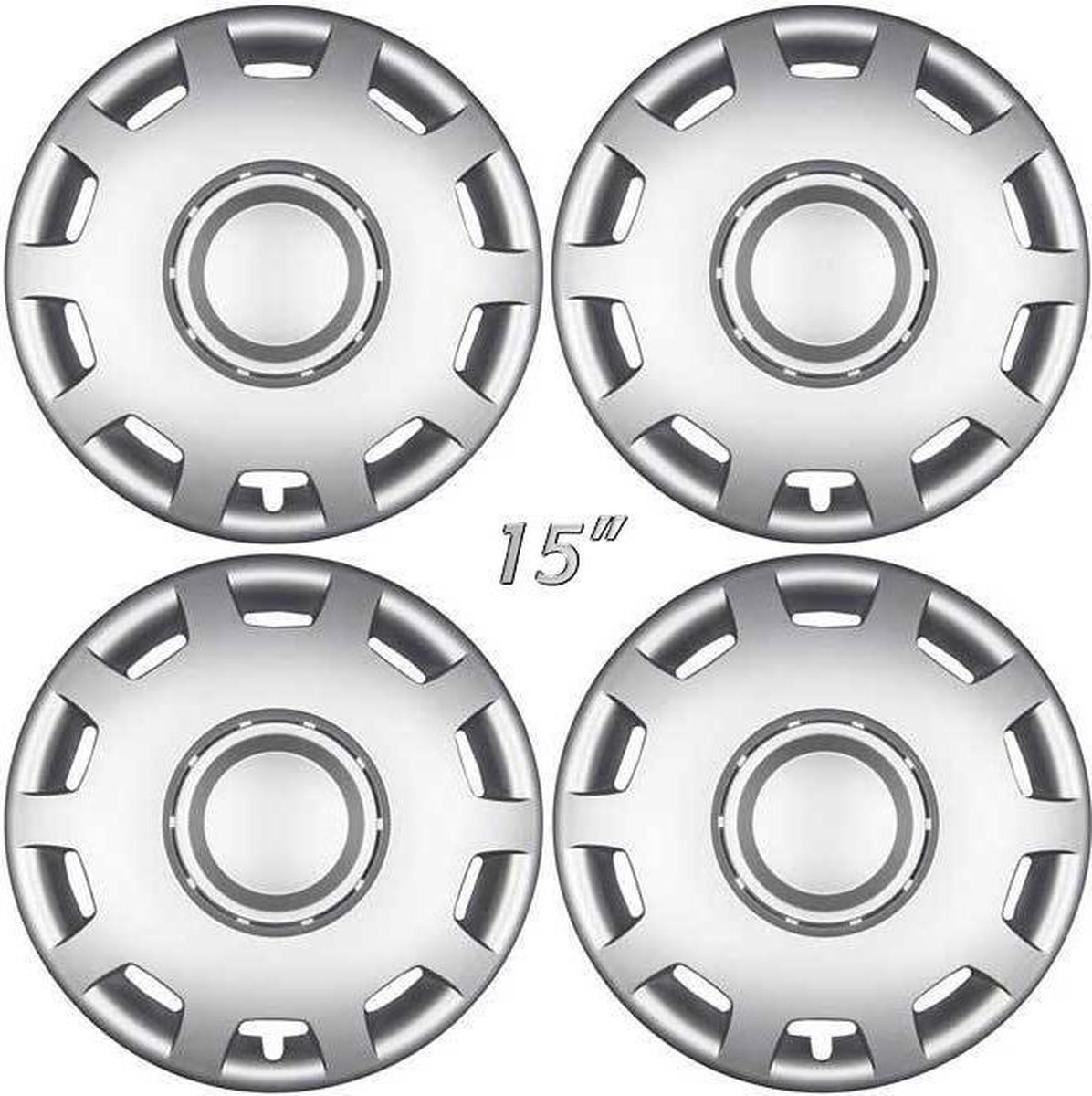 GoodGo Wieldoppen GRANIT-S 15 inch mat zilver. Set a 4 stuks in doos (a.u.b. tekst lezen!)