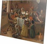 Het vrolijke huisgezin | Jan Steen  | Aluminium | Schilderij | Wanddecoratie | 150 x 100