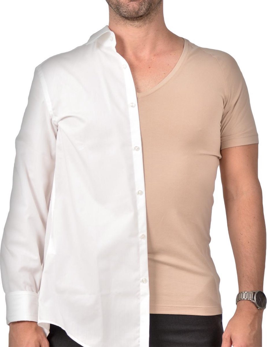 perdu | Onzichtbaar onderhemd heren | Diepe V hals | beige | Tencel | XL