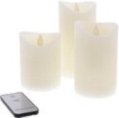 LED Wax kaarsen set wit met vlam effect en afstandsbediening - voor binnen - S - Ø 7,5cm