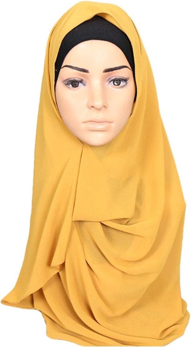 hoe te gebruiken Overleving kruis Instant Hijab | Hoofddoek | Comfortabele Omslagdoek | Chiffon | One Size |  Oker Geel | bol.com