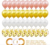 Set van 40 ballonnen en 3 linten. 3 verschillende tinten goudkleurige ballonnen en 1 glinsterende. De linten zijn ook in 2 verschillende wit. Geweldig voor verjaardagsfeestjes, bru