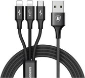 USB-kabel voor 2x bliksem 1x micro-USB BASEUS 3in1 Rapid Series