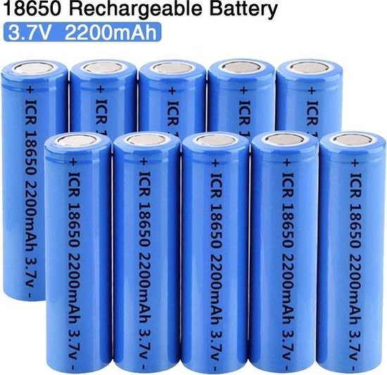 10 STKS ICR18650 3.7 V 2200 mAh Oplaadbare Batterij ICR18650  Lithiumbatterijen... | bol.com
