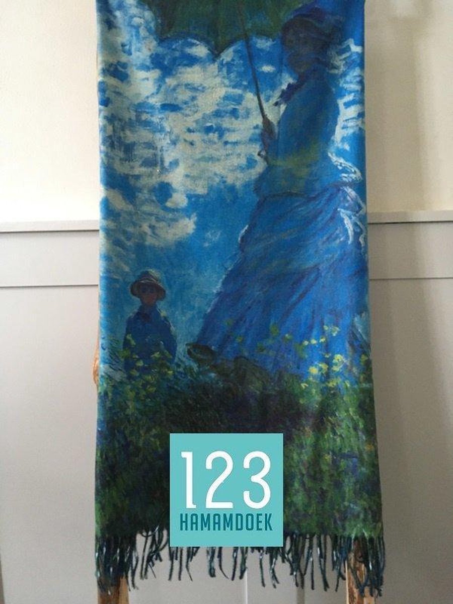 Sjaal | 68 x 180cm | Claude Monet | Viscose met Wol | Shawl | Fashion |  Blauw/Groen |... | bol.com