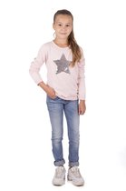 Amantes meisjes trui - Roze met pailletten ster – maat 128/134