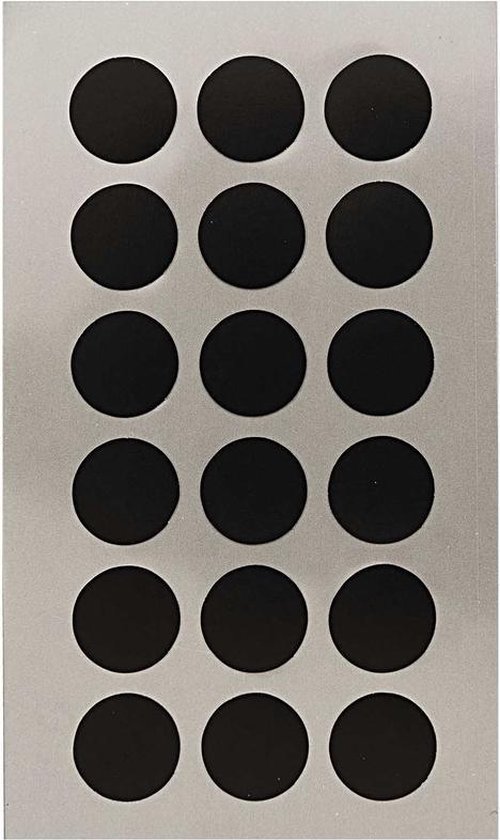 72x étiquettes autocollantes rondes noires 15 mm - Autocollants