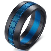 Heren ring Mendes Edelstaal Blue Grid 8mm-19mm