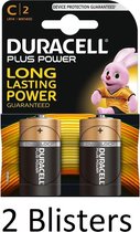 4 Stuks (2 Blisters a 2 st) Duracell Plus Power C batterijen