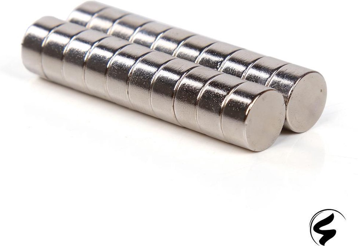 Radiatorfolie Magneten - 20 Stuks 10x5 mm Neodymium Magneten - Rond - Sterke Zilverkleurige Magneetjes - Sitna