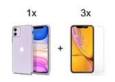 iPhone 11 hoesje transparant case siliconen hoesjes cover hoes - 3x iPhone 11 Screenprotector