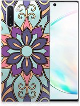 Back Case Geschikt voor Samsung Note 10 TPU Siliconen Hoesje Purple Flower