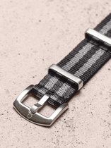 Premium Seatbelt NATO strap grijs/zwart James Bond – Nylon horlogeband – 18mm