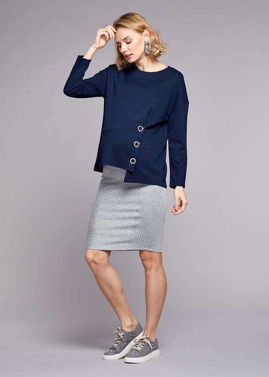 Skirt Doris - Grey-White Stripe (B106), 34