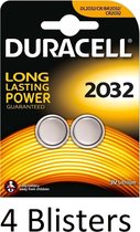 8 Stuks (4 Blister a 2 st) Duracell DL2032 knoopcelbatterij