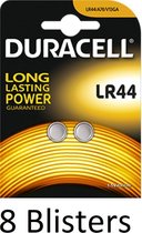 16 Stuks (8 Blisters a 2 st) Duracell LR44 batterij Single-use battery Alkaline