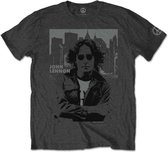 John Lennon Heren Tshirt -XL- Skyline Grijs