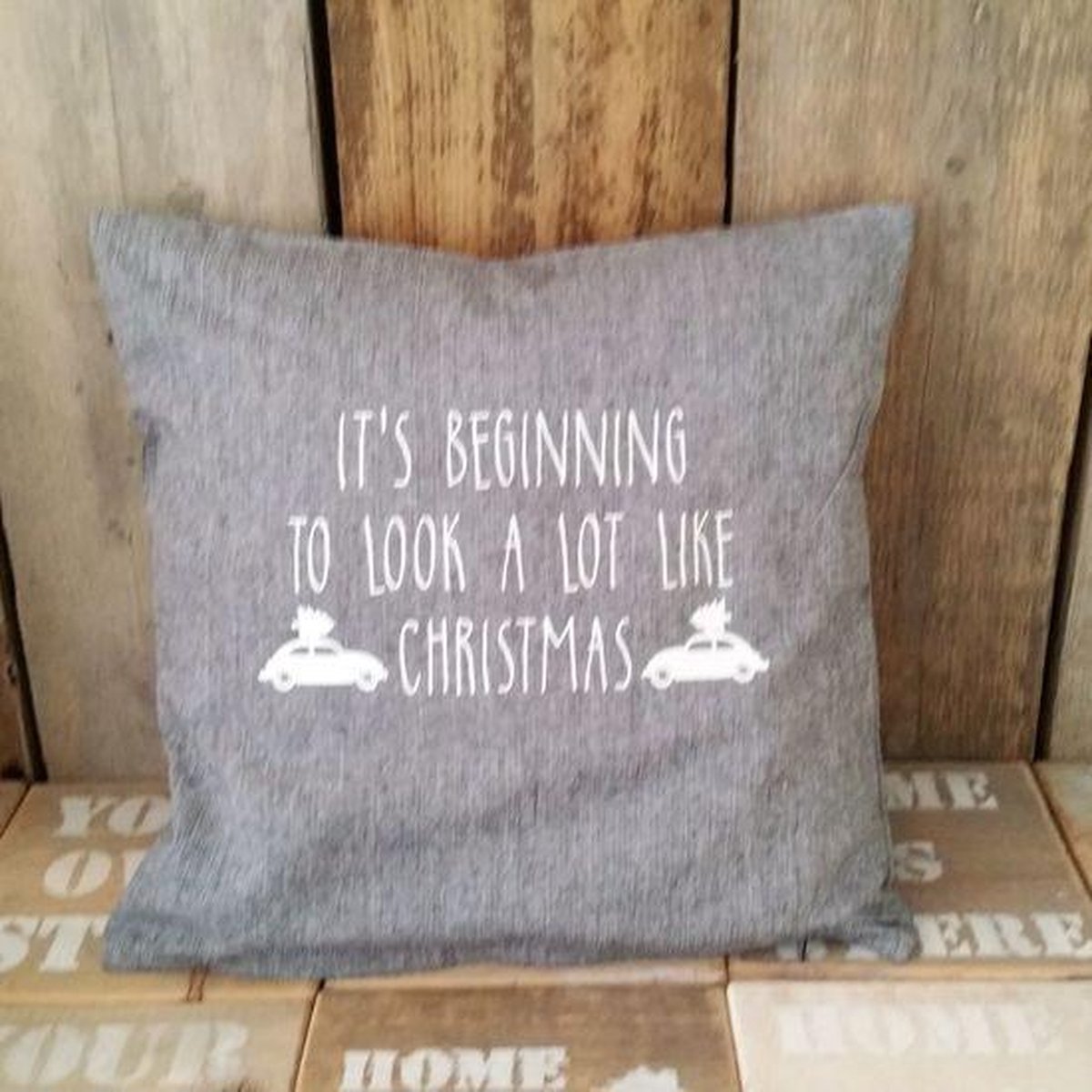 Sierkussen - Kussen Sierkussen Woonkamer Grijs 40x40 Tekst Kerst It’s Beginning To Look A Lot Like Christmas Met Vulling