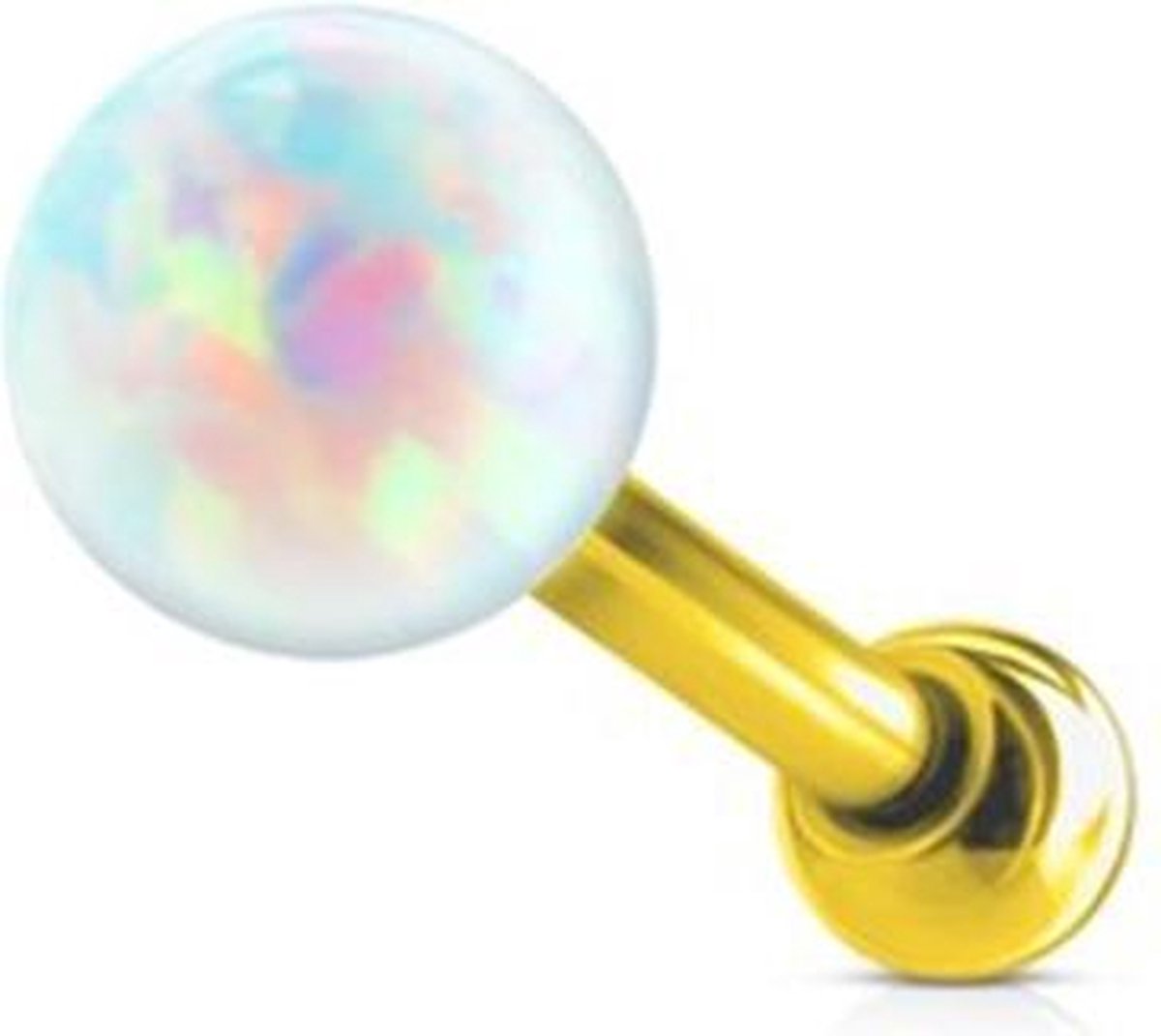 Tragus piercing opal bal inwendig schroefdraad gold plated