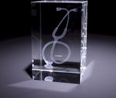 Stethoscoop in 3D glazen blok - verpleegkundige cadeau / dokter cadeau / geneeskunde cadeau