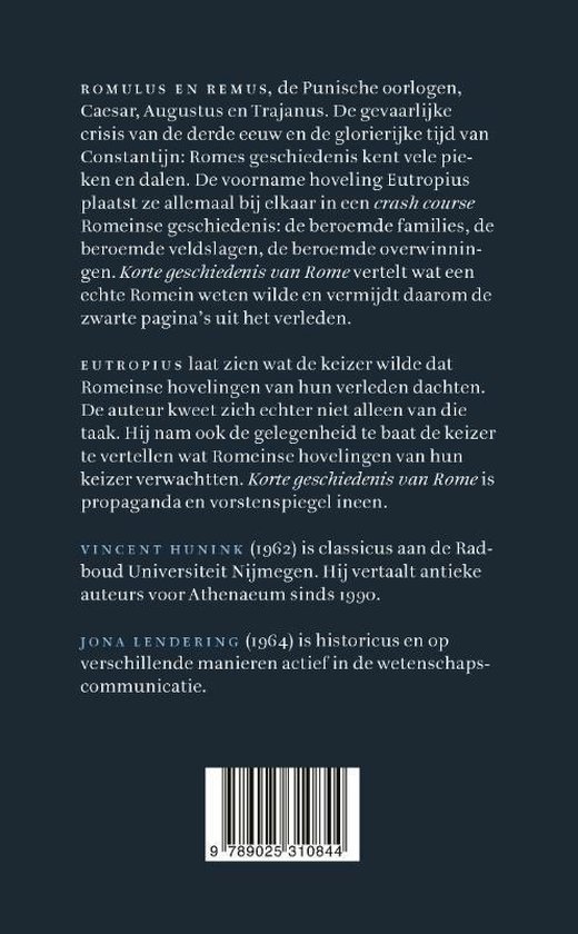 Bol Com Korte Geschiedenis Van Rome Eutropius 9789025310844 Boeken