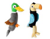 Dog toy plush tukan, 38x14x8cm yellow/green