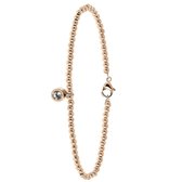 Lucardi Armbanden  - Stalen armband rose bol/rond wit kristal