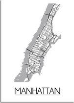 DesignClaud Manhattan NYC Plattegrond poster A4 + Fotolijst wit