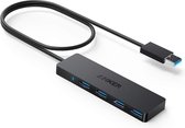 Anker Data Hub 4 poorten USB 3.0 Ultra Dun - USB 3.0 Hub voor 5 Gb/s gegevensoverdracht met kabel van 60cm