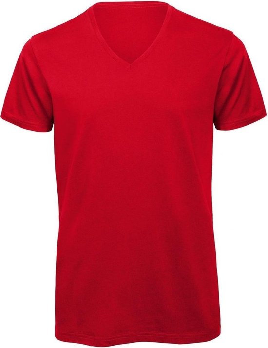 Senvi V-hals T-shirt 5 Pack 100% Katoen (Biologisch) Rood - L
