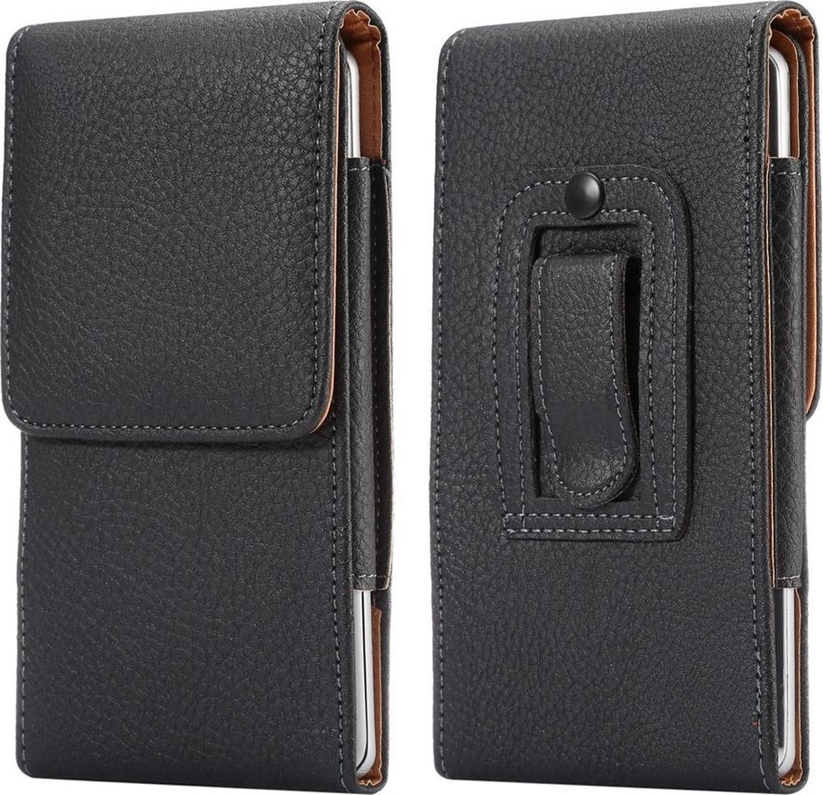 Leren flip tasje hoesje + clip broekclip iPhone 11 Pro Max