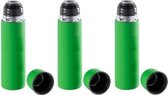 3x RVS thermosflessen/isoleerkannen 500 ml groen - Thermoskannen - Isolatiekannen