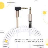 GoodvibeZ CurlZ | Blanc | Câbles jack audio stéréo 3,5 mm - Câble AUX plaqué or - Mâle à mâle - Noir - 0,8 mètre | Mobile / Stéréo / Lecteur MP3 / TV /