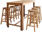 Barset 7 delig (incl Houten dienblad) Massief Acacia Hout - Bartafel set - Bar kruk - Hoge Stoel - Bar stoeltje - Bar Krukje - Barkruk - Bartafel met barstoelen