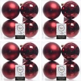 16x Donkerrode kunststof kerstballen 10 cm - Mat/glans - Onbreekbare plastic kerstballen - Kerstboomversiering donkerrood