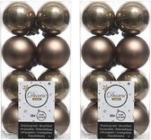 32x Kasjmier bruin kunststof kerstballen 4 cm - Mat/glans - Onbreekbare plastic kerstballen - Kerstboomversiering kasjmier bruin