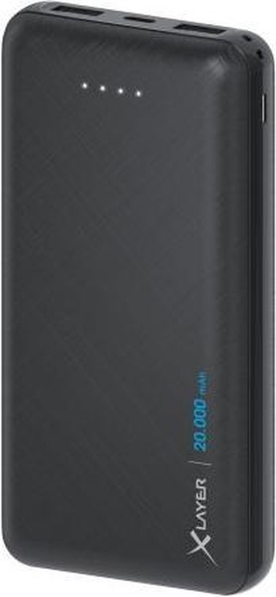 Xlayer Powerbank Micro Black - 20000mAh powerbank LiPo - 2 x USB - 1 x USB-C input - zwart