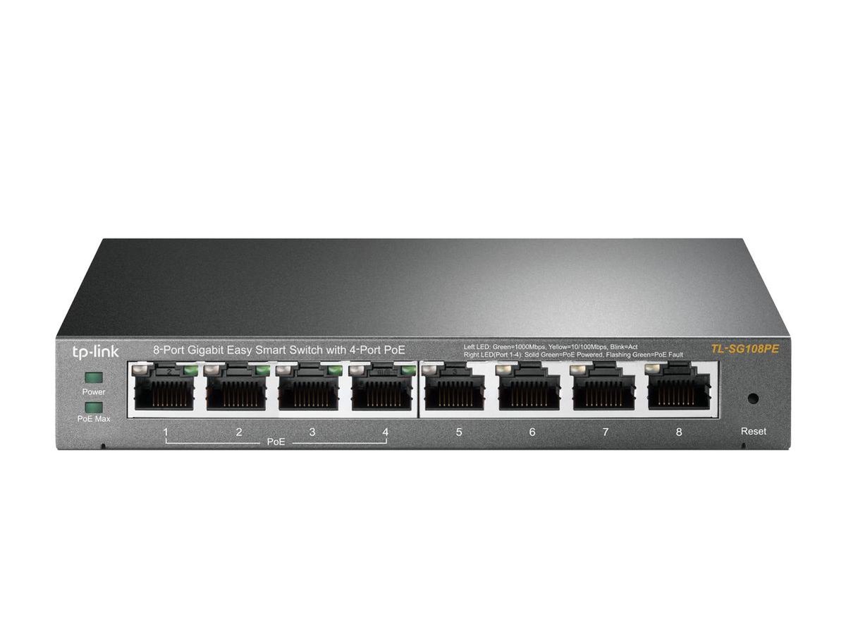 TP-Link TL-SG108PE - Netwerkswitch - 8-Poorten - Smart Switch - PoE - TP-Link