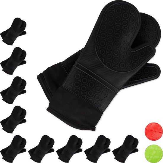 kapsel Oriëntatiepunt Kaliber Relaxdays 10 paar ovenwanten siliconen - ovenhandschoenen - bbq  handschoenen - zwart | bol.com