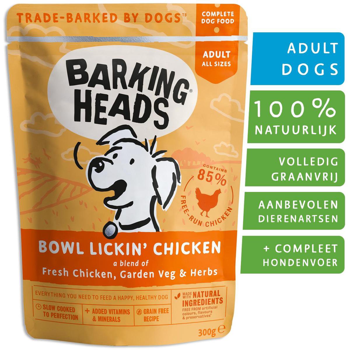 Barking Heads Barking Heads Bowl Lickin' Chicken - Hondenvoer - Natvoer - Biologisch - 10 x 300gr