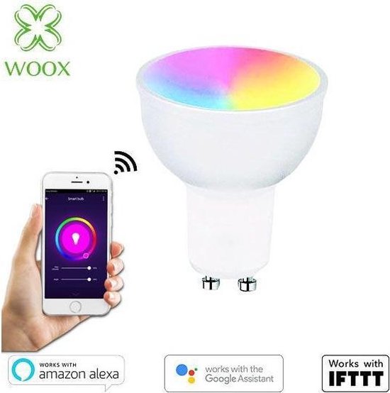 WOOX R5077 SMART RGB LED LAMP, WIFI, GU10, 4.5W, 380 LM, WARM WIT POWERED BY TUYA | bol.com