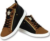 Heren Sneaker Bee Camel Black  Gold Hoog- CMS98 - Bruin