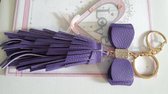 Sleutelhanger strik tassel strass Paars