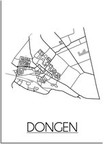 DesignClaud Dongen Plattegrond poster  - A3 + Fotolijst zwart (29,7x42cm)