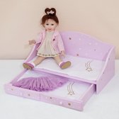 Teamson Kids Rolbed Voor 18" Babypoppen - Accessoires Voor Poppen - Kinderspeelgoed - Roze/Starren