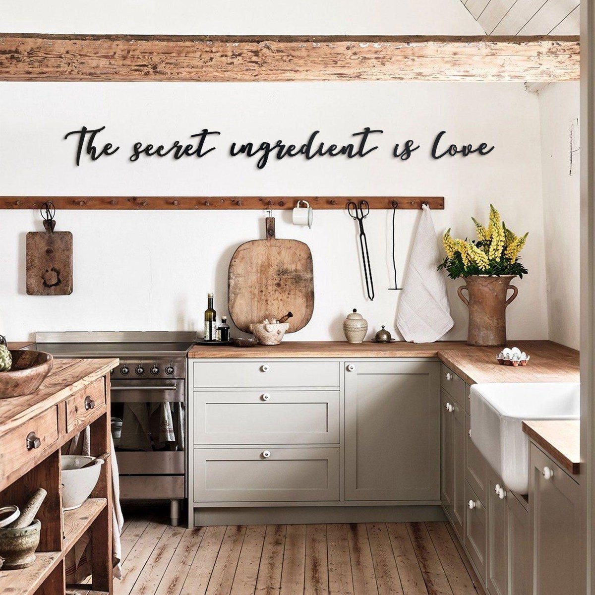 Hoagard Wandpaneel "The Secret Ingredient Is Love" Metaal Zwart